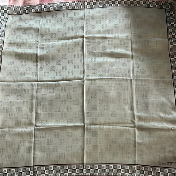 Givenchy Monsieur Green Logo Pattern Cotton Handkerchief/Scarf - Picture 1 of 4